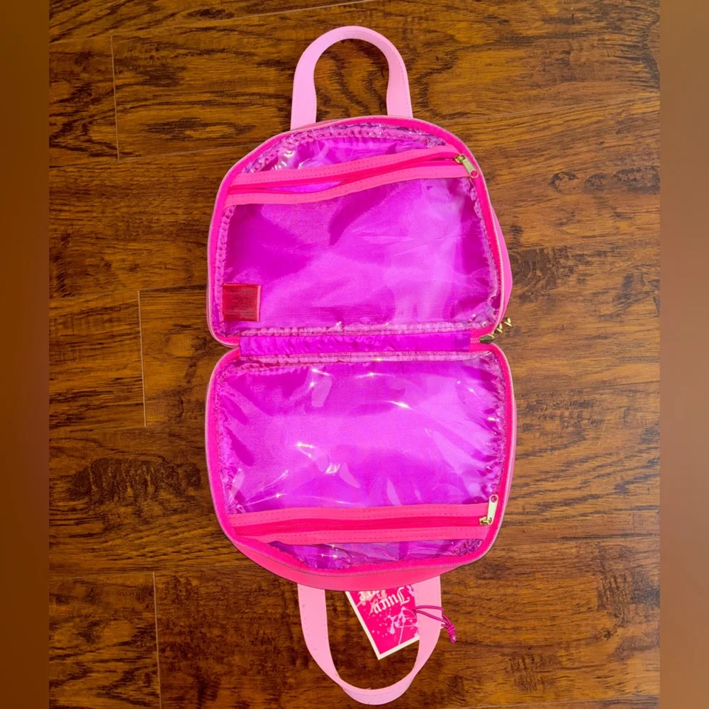 Juicy Couture NWT Hot Pink Travel Case Makeup Tote Bag with Zipper Compartments - Picture 3 of 7